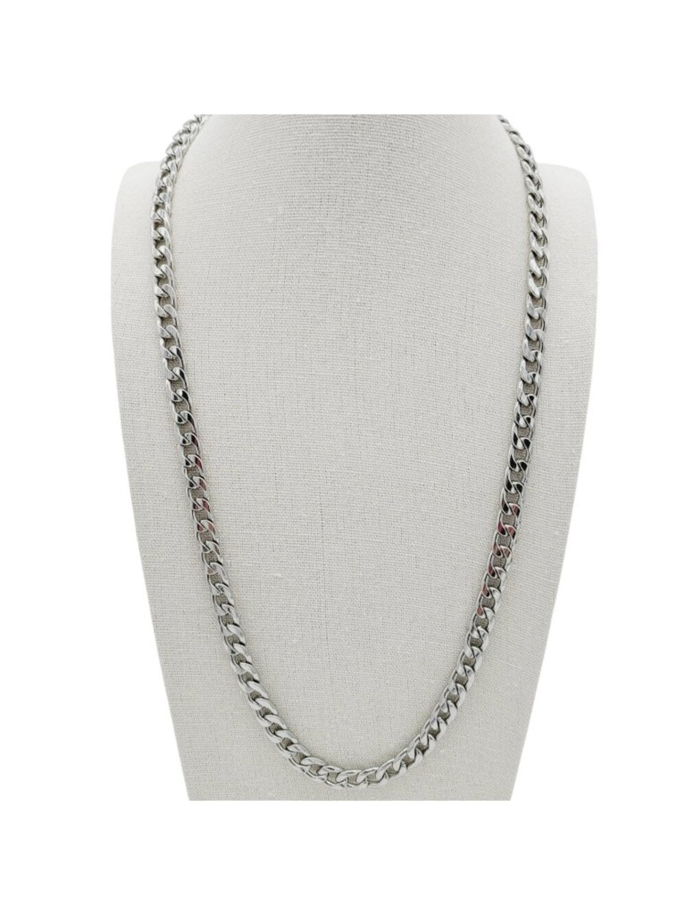 Chunky Classic Cuban Curb Chain Necklace Silver Tone 6mm Wide 24" Versatile